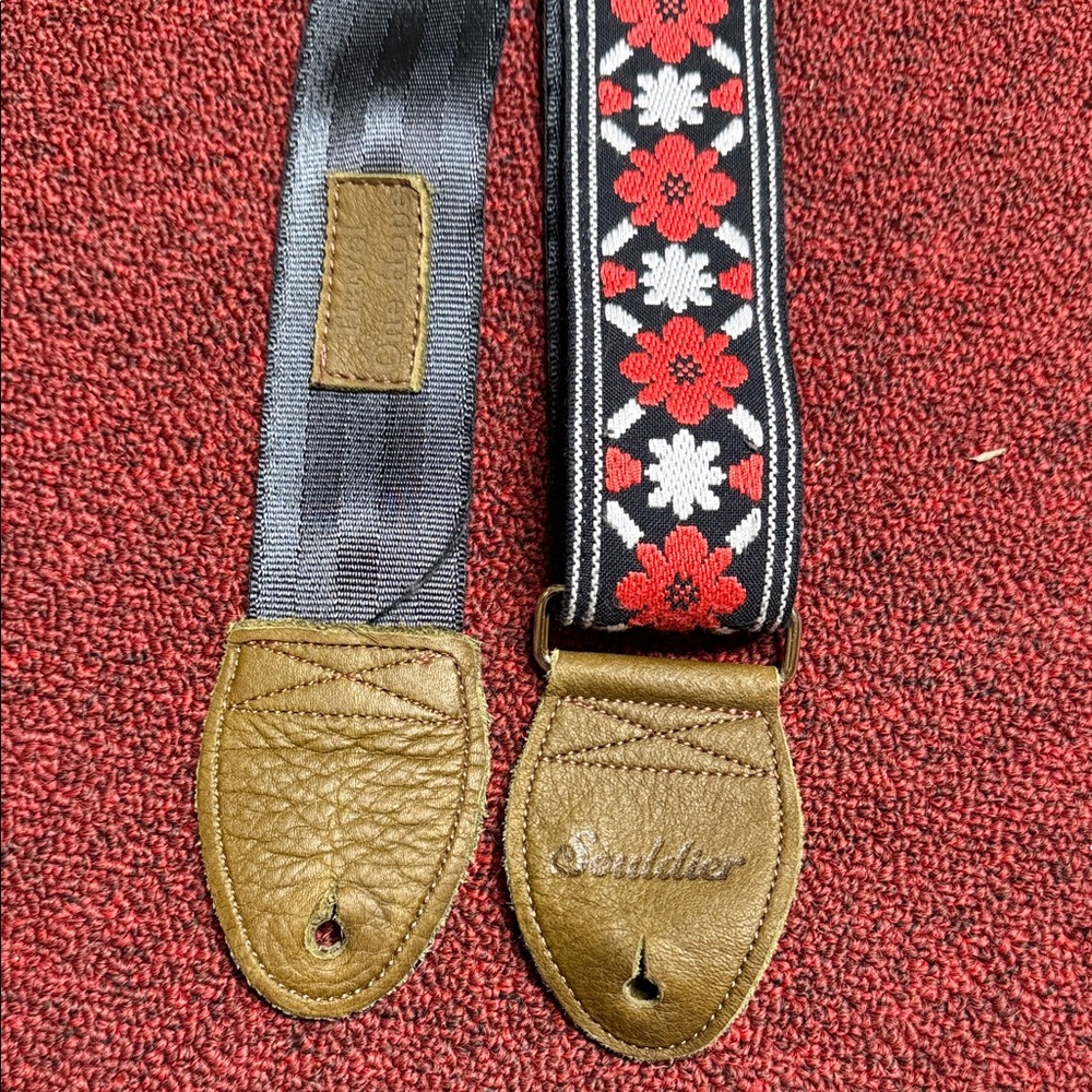 Floral Jacquard Guitar Strap in Black, Red & White—Eric Johnson One Hope